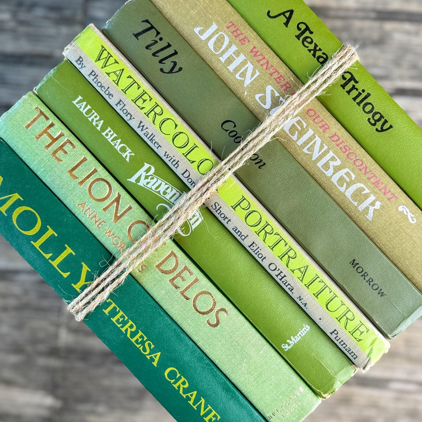 Retro Green Vintage Book Bundle for Shelf Styling - Pretty Old Books
