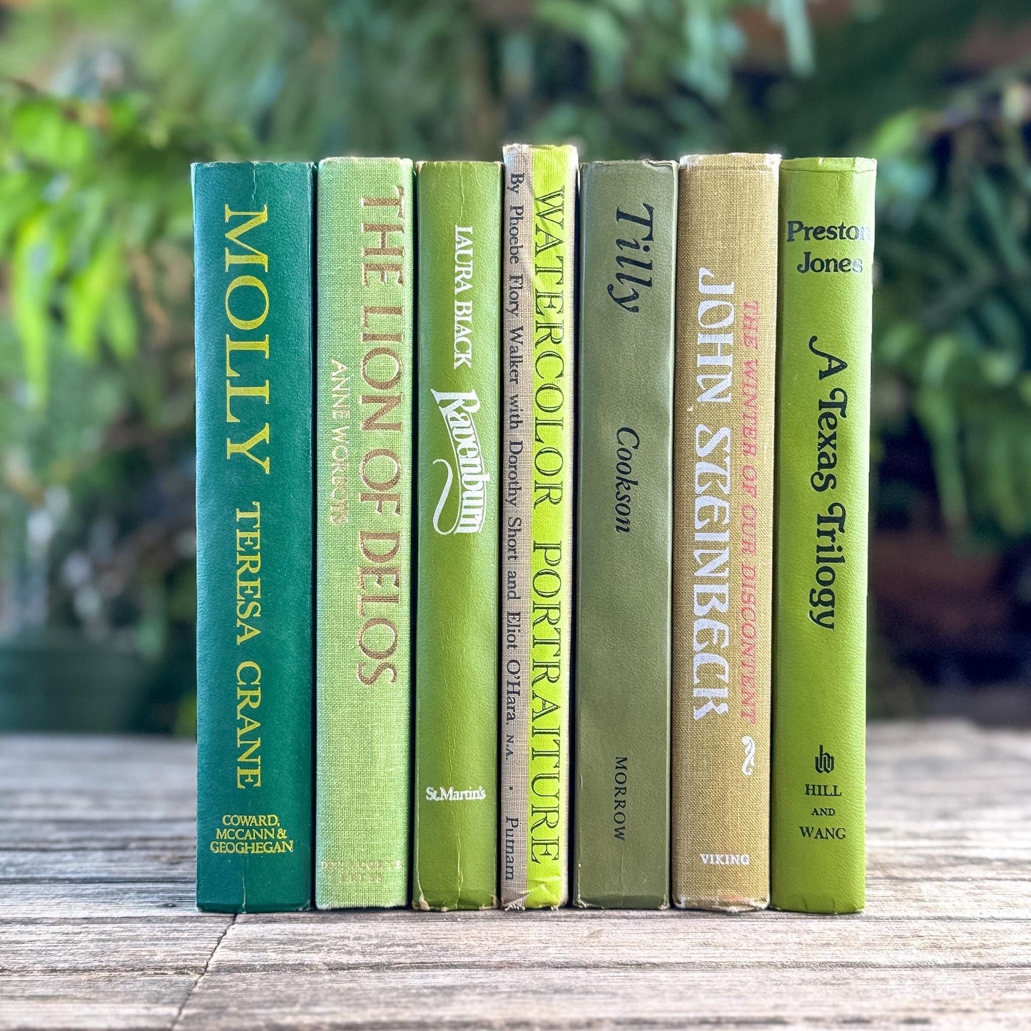 Retro Green Vintage Book Bundle for Shelf Styling - Pretty Old Books