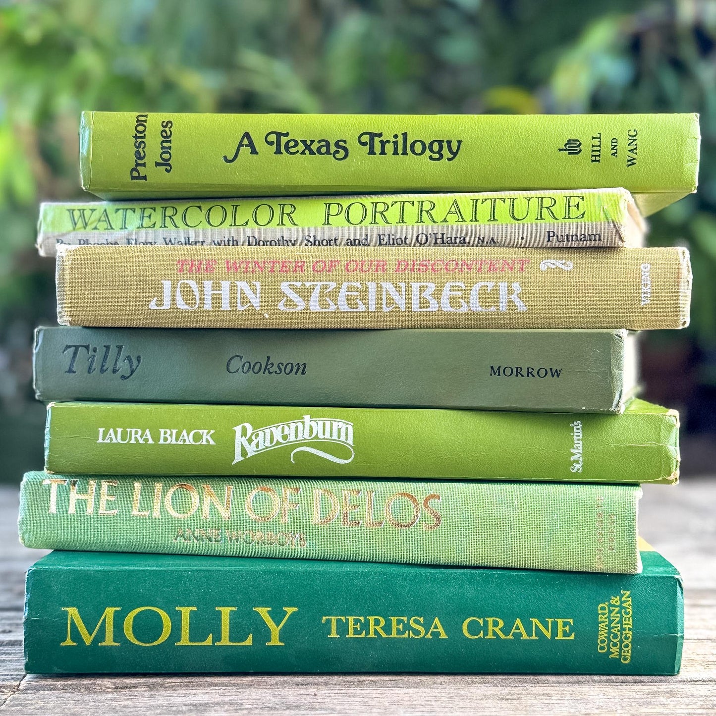 Retro Green Vintage Book Bundle for Shelf Styling - Pretty Old Books