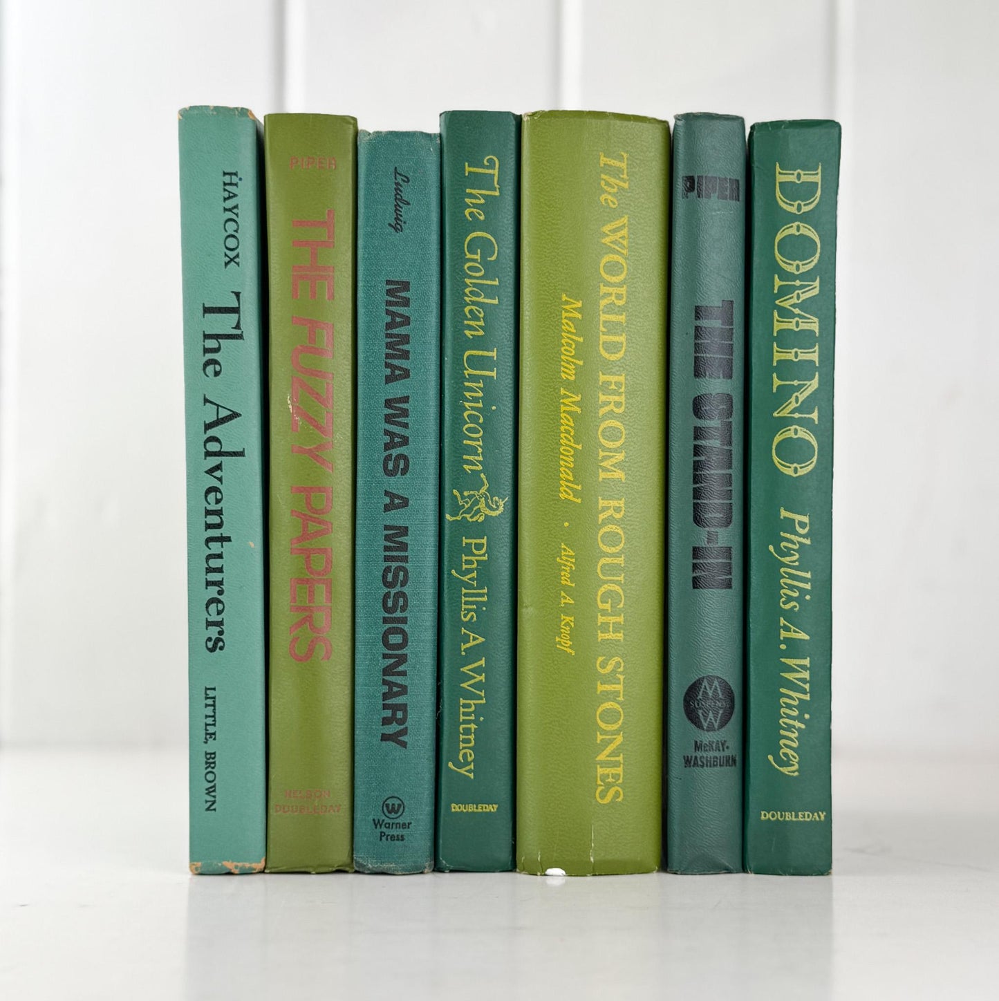 Retro Green Vintage Book Set of Mid - Century Modern Titles for Shelf Styling - Pretty Old Books
