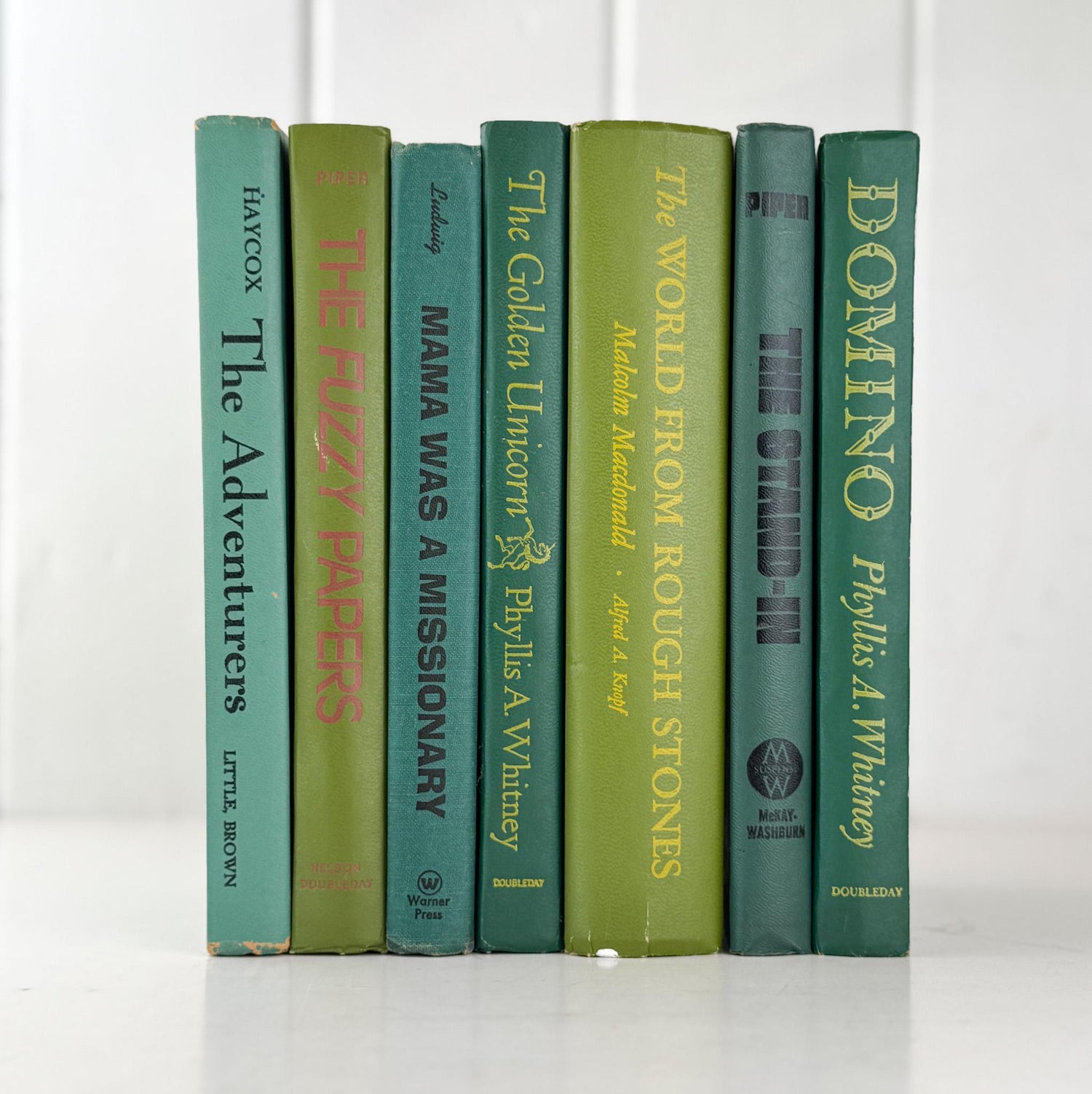 Retro Green Vintage Book Set of Mid - Century Modern Titles for Shelf Styling - Pretty Old Books
