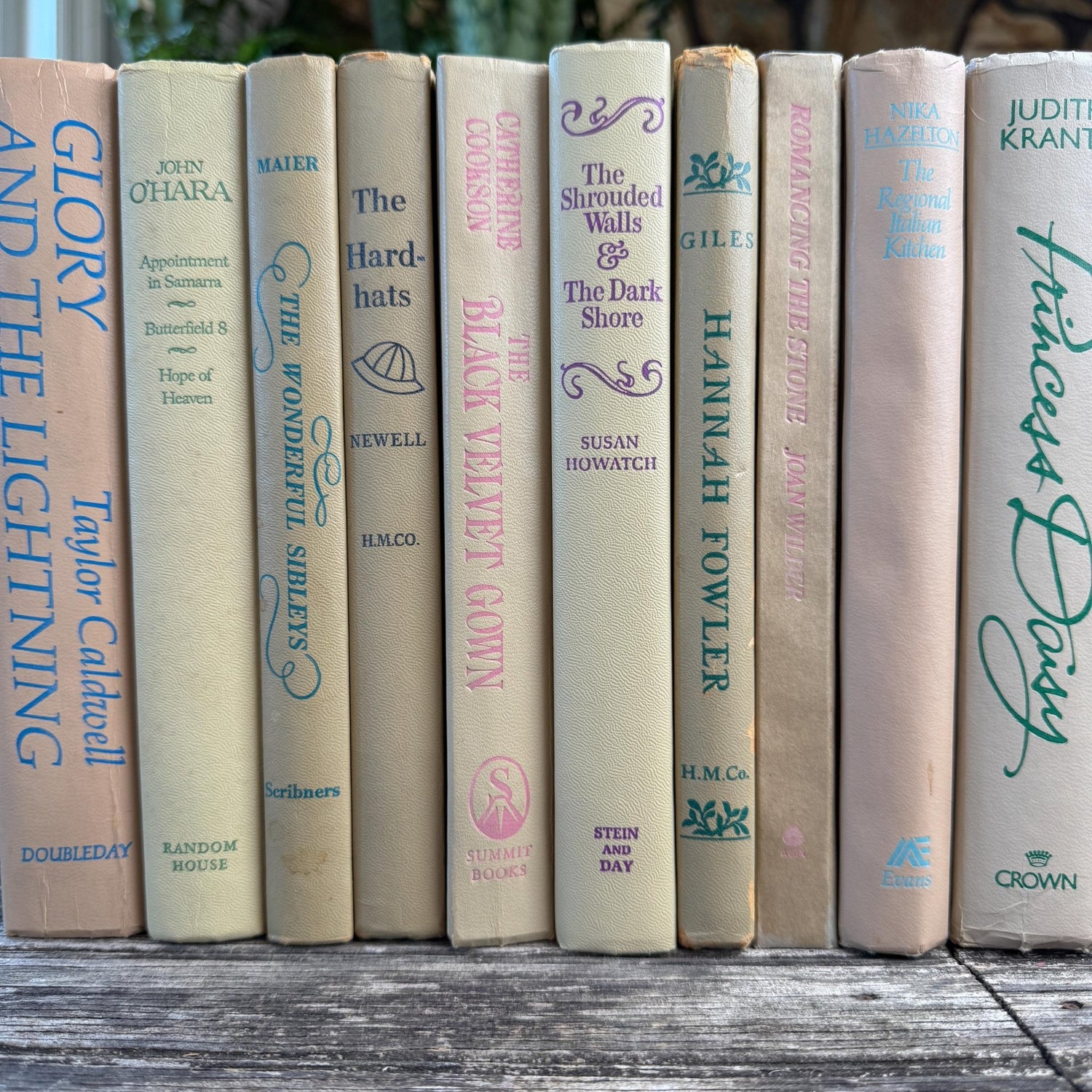 Retro Tan Decorative Books for 1960s Shelf Design - Pretty Old Books