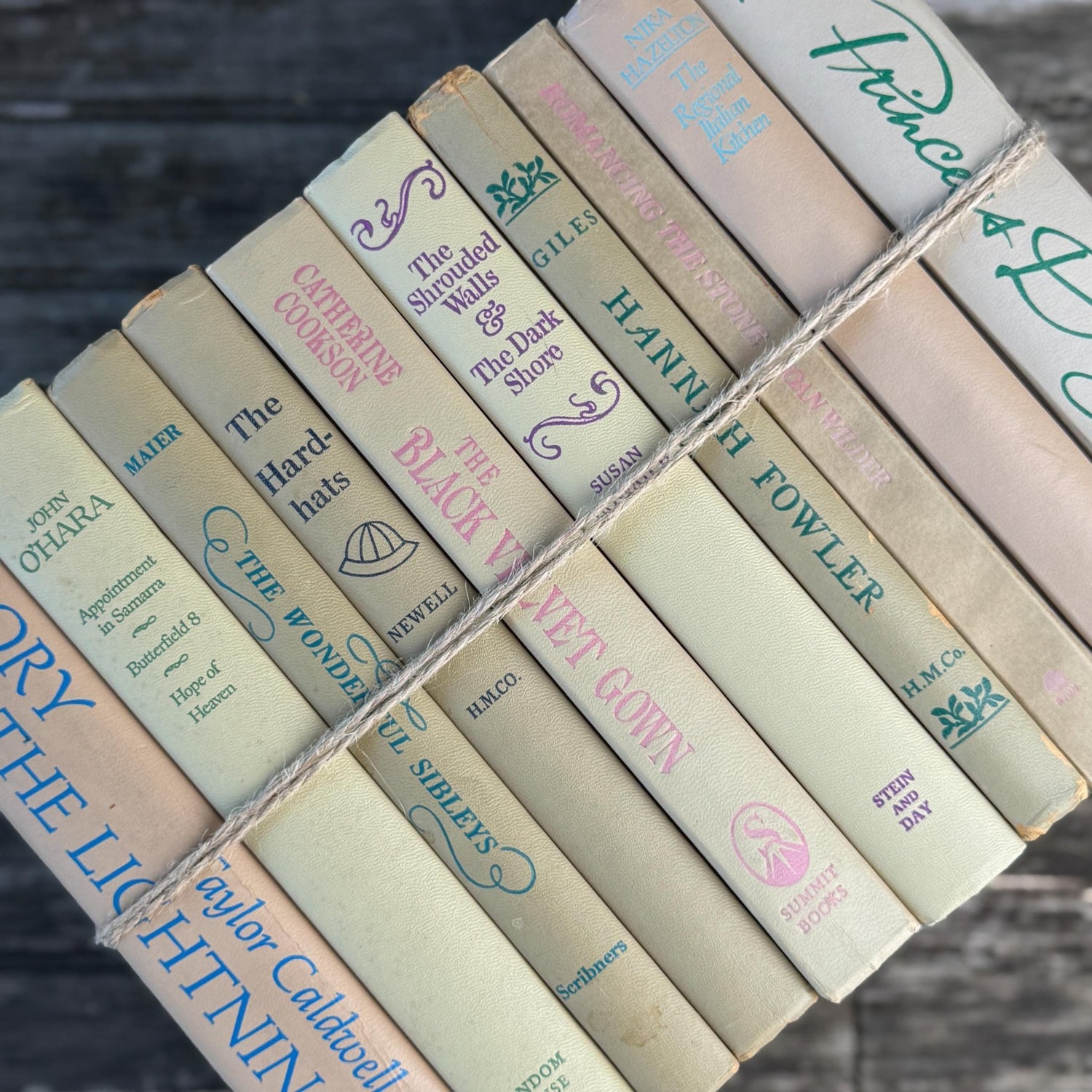 Retro Tan Decorative Books for 1960s Shelf Design - Pretty Old Books