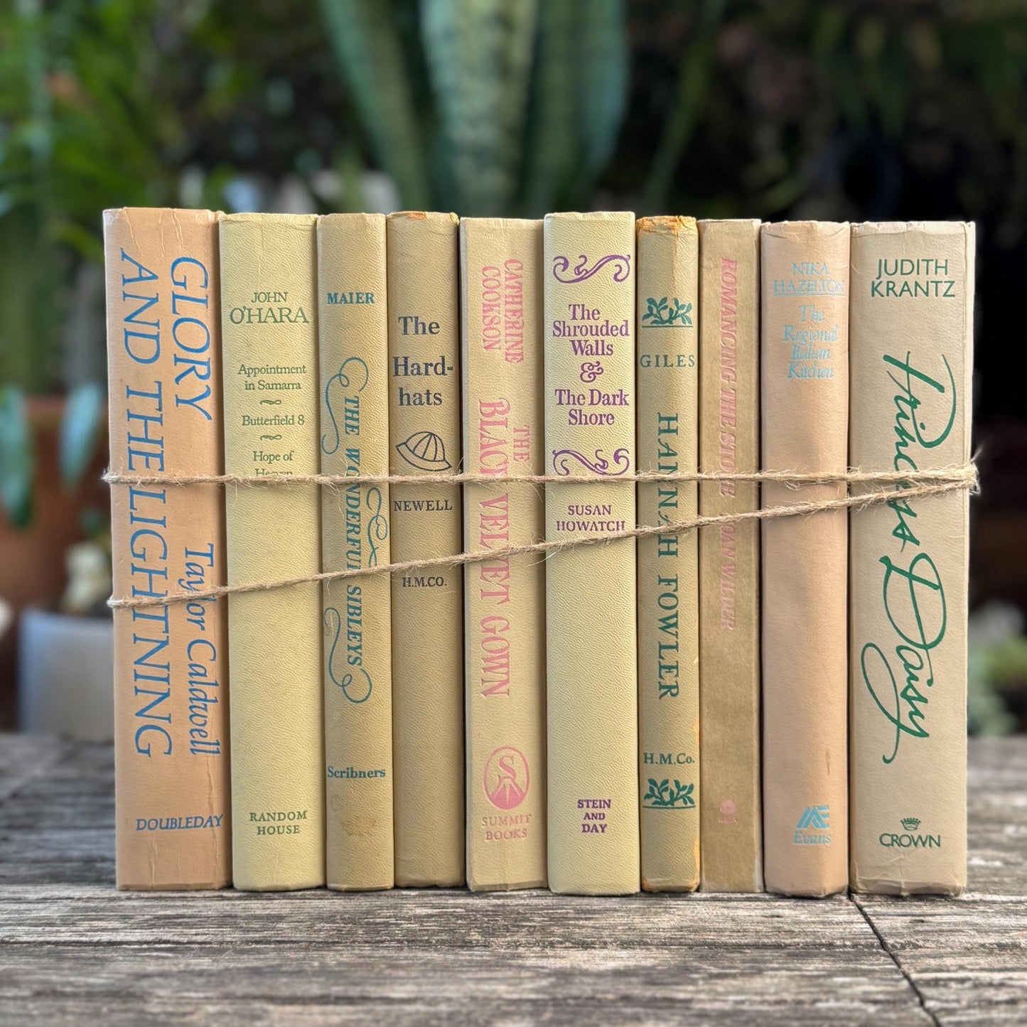 Retro Tan Decorative Books for 1960s Shelf Design - Pretty Old Books