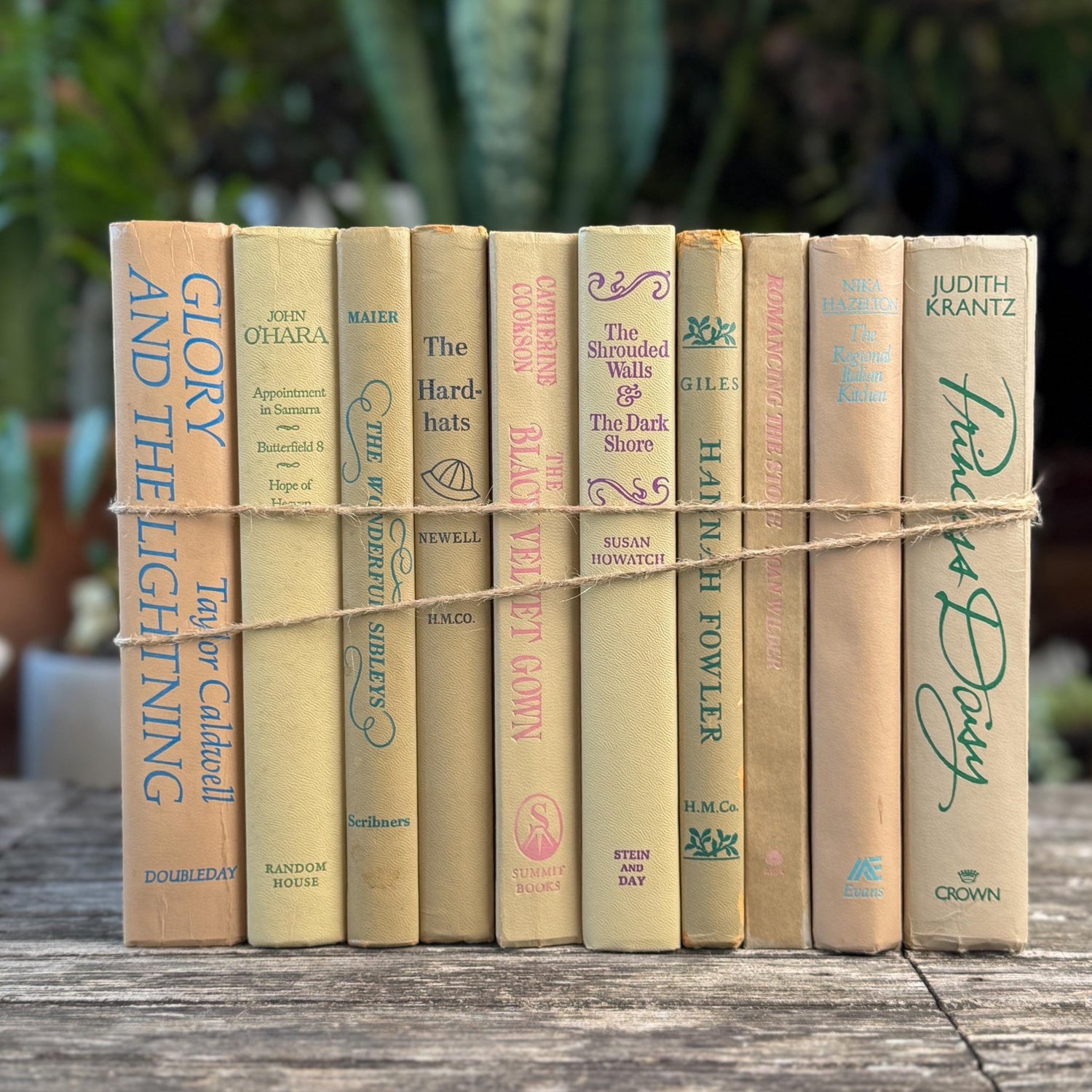 Retro Tan Decorative Books for 1960s Shelf Design - Pretty Old Books