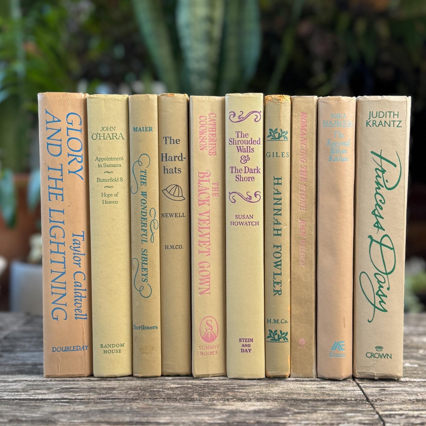 Retro Tan Decorative Books for 1960s Shelf Design - Pretty Old Books