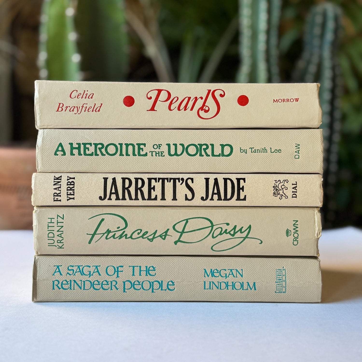 Retro Taupe Decorative Books With Colorful Lettering for 1970s Style - Pretty Old Books