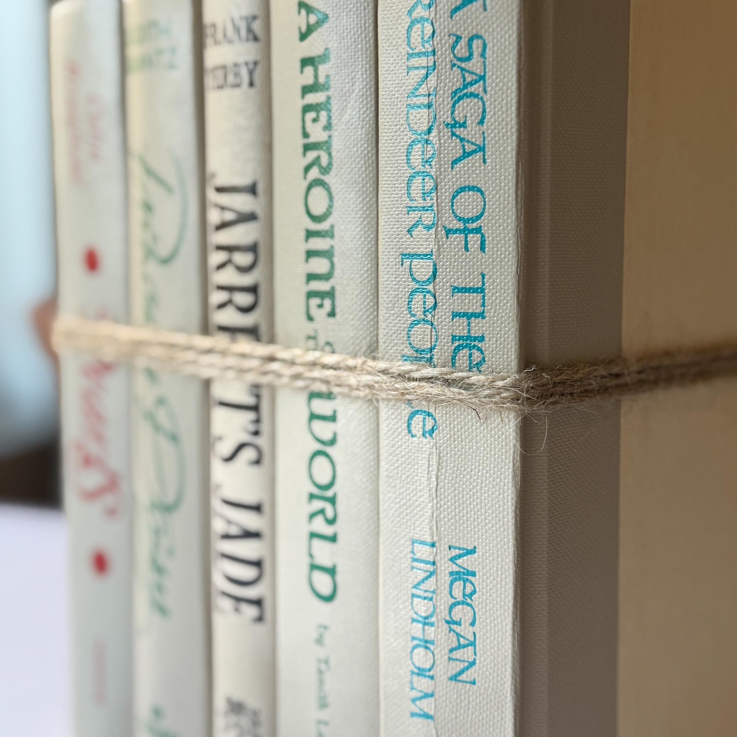 Retro Taupe Decorative Books With Colorful Lettering for 1970s Style - Pretty Old Books