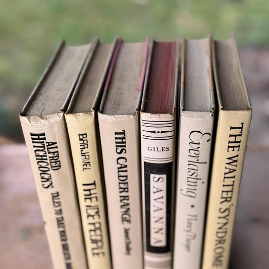 Retro Vintage Taupe and Black Book Bundle for Shelf Styling - Pretty Old Books
