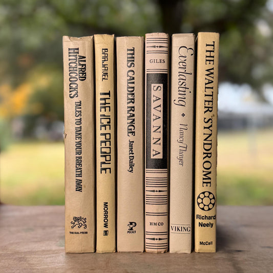 Retro Vintage Taupe and Black Book Bundle for Shelf Styling - Pretty Old Books