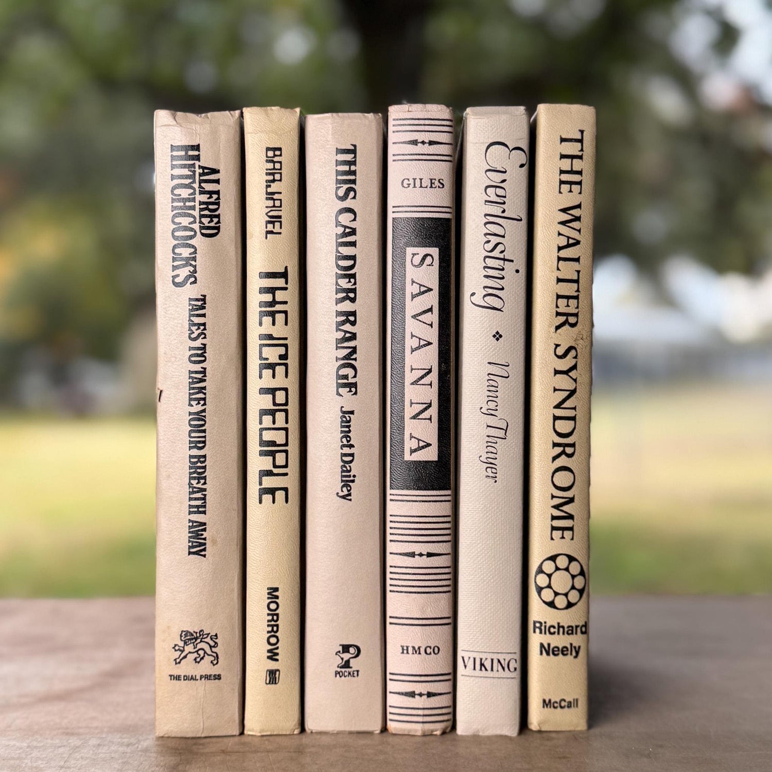 Retro Vintage Taupe and Black Book Bundle for Shelf Styling - Pretty Old Books