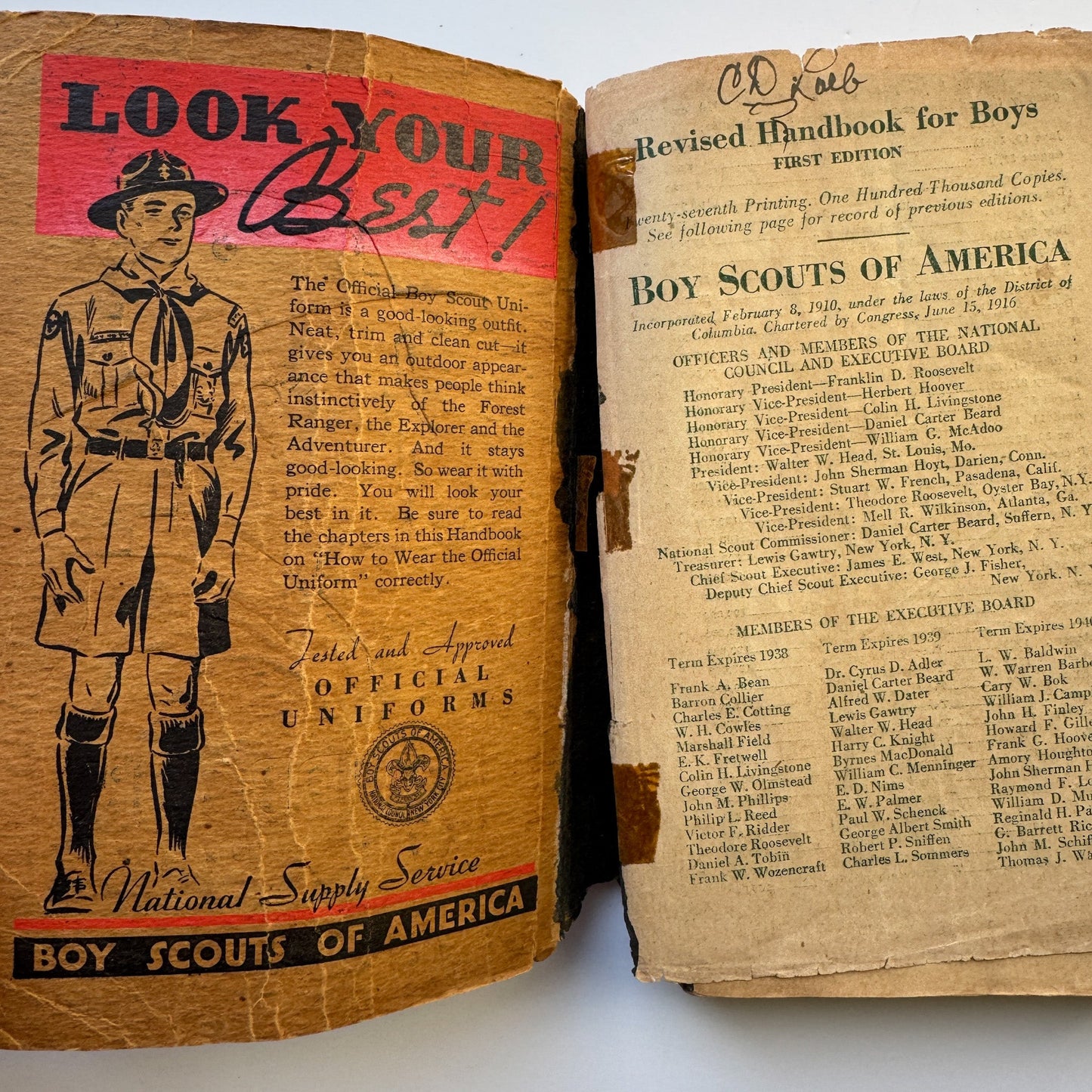 Revised Handbook For Boys, First Edition, 1937 Boy Scouts of America, - Pretty Old Books