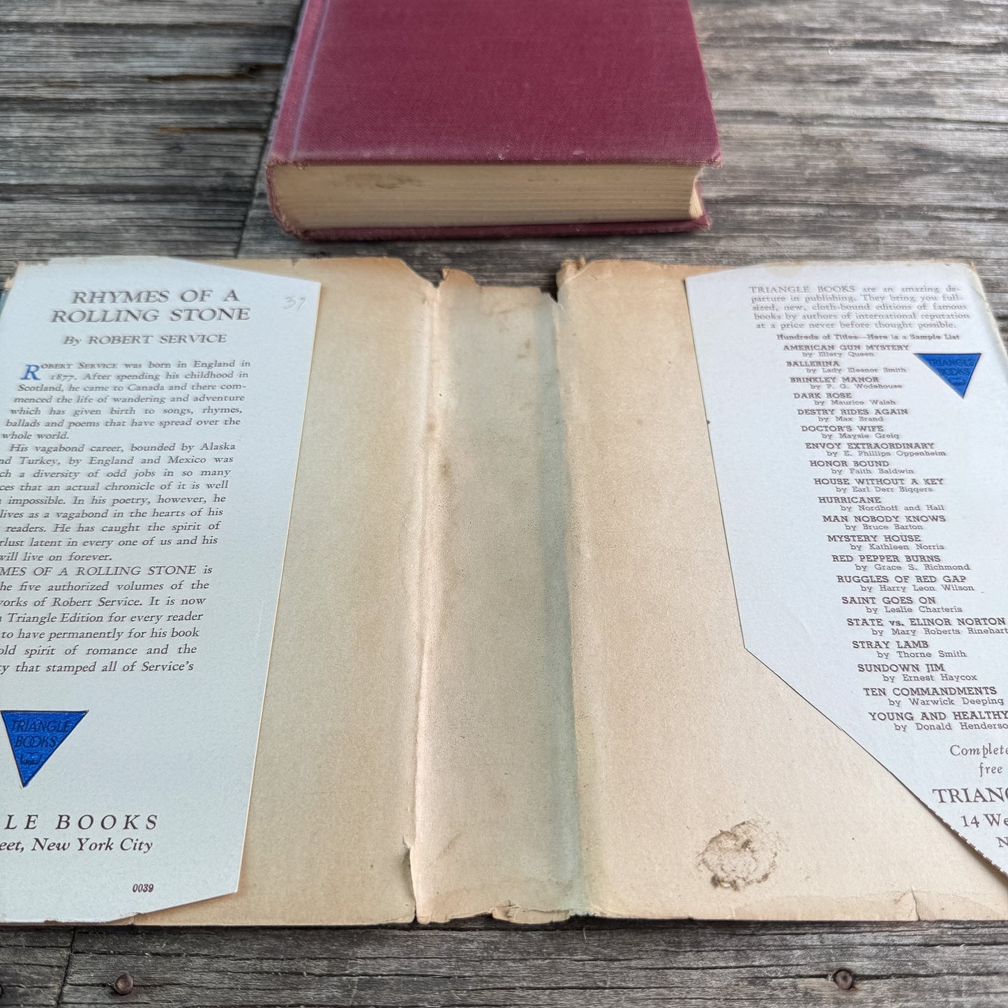Rhymes of a Rolling Stone, Robert Service, 1940, Triangle Books Edition - Pretty Old Books