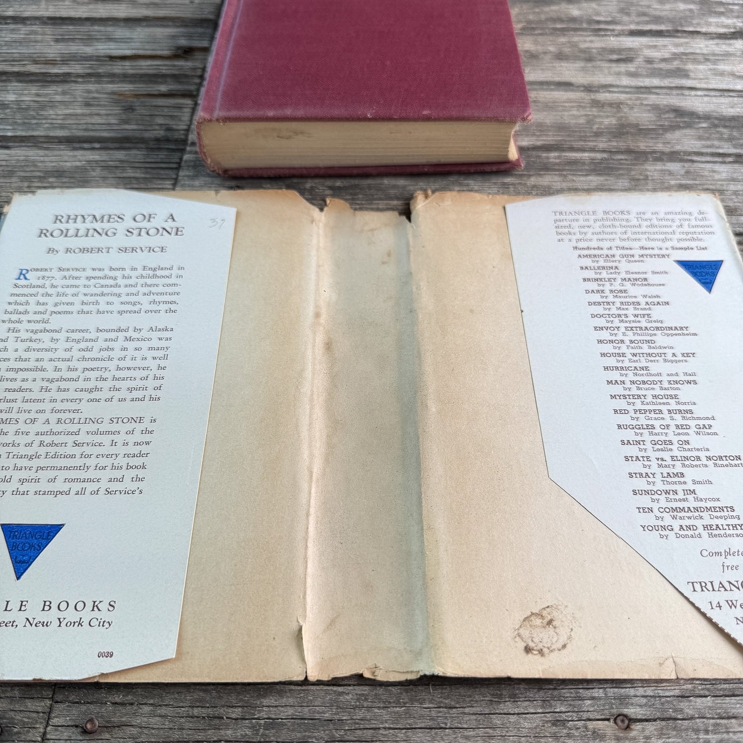 Rhymes of a Rolling Stone, Robert Service, 1940, Triangle Books Edition - Pretty Old Books
