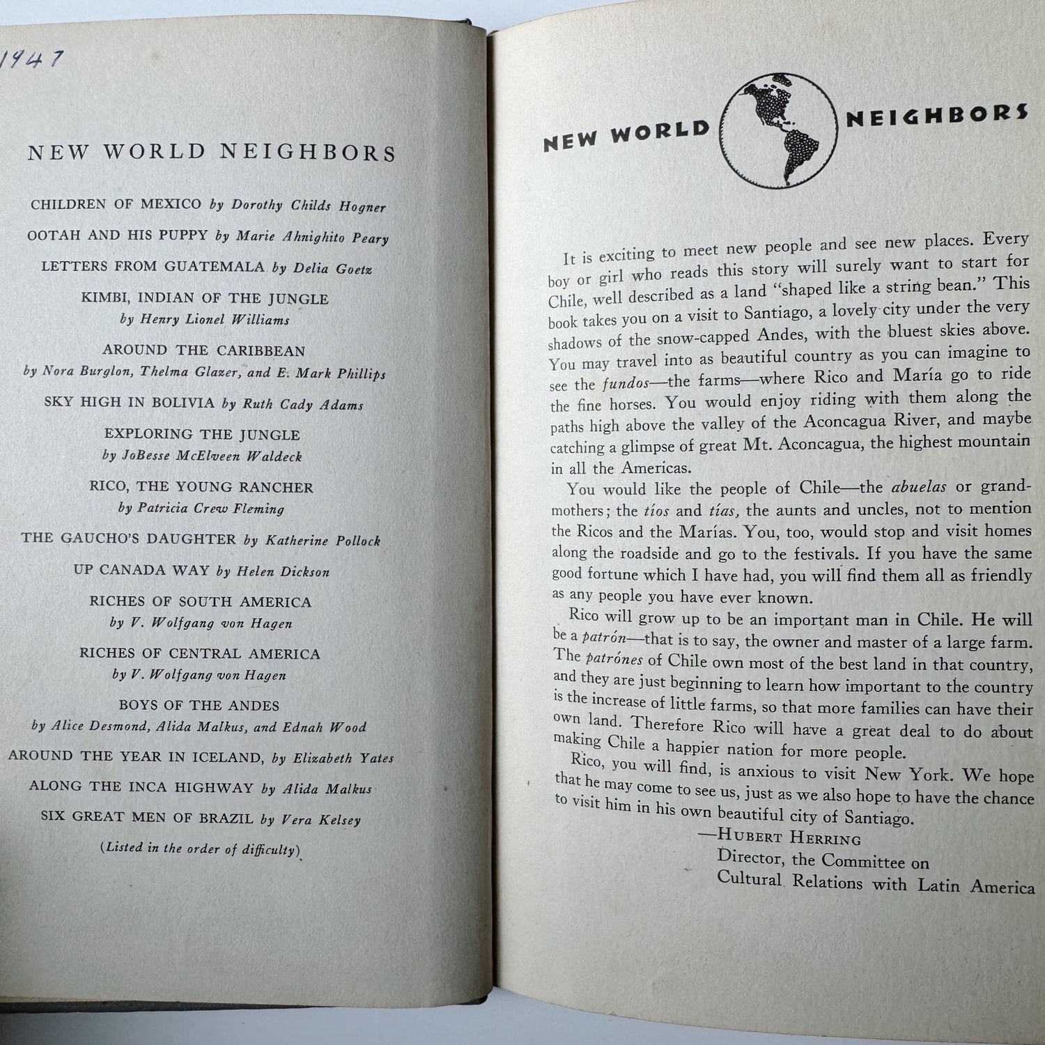 Rico the Young Rancher, New World Neighbors, Kids Book, Chile, 1942 - Pretty Old Books