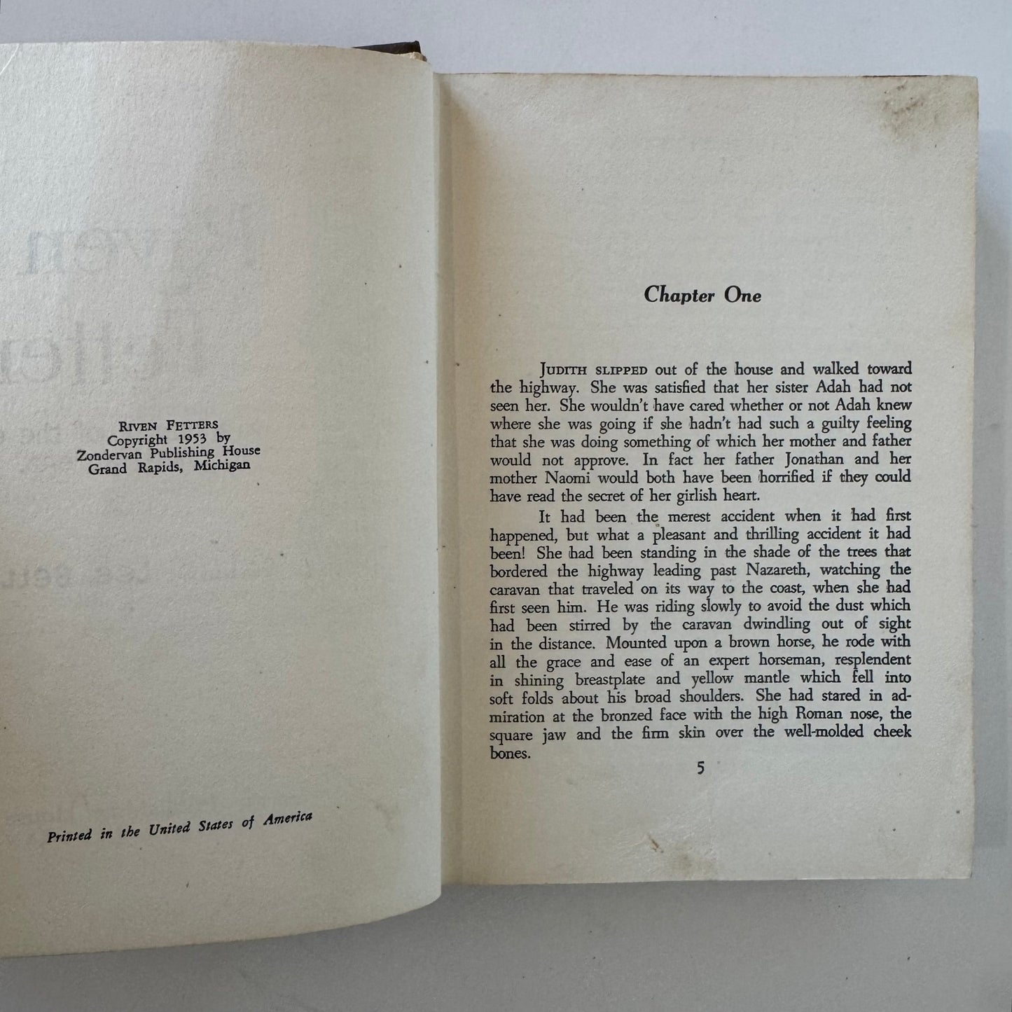 Riven Fetters: A Romance of the Early Christian Era, Sallie Lee Bell, 1953 First Edition - Pretty Old Books