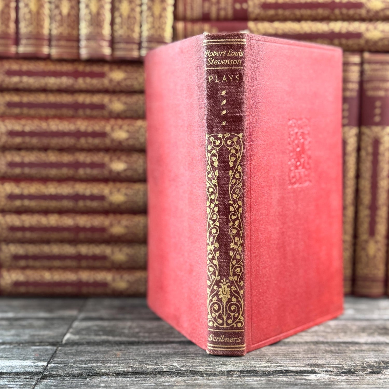 Robert Louis Stevenson Book Set, 1925 Red and Gold South Seas Edition, 32 Volumes - Pretty Old Books