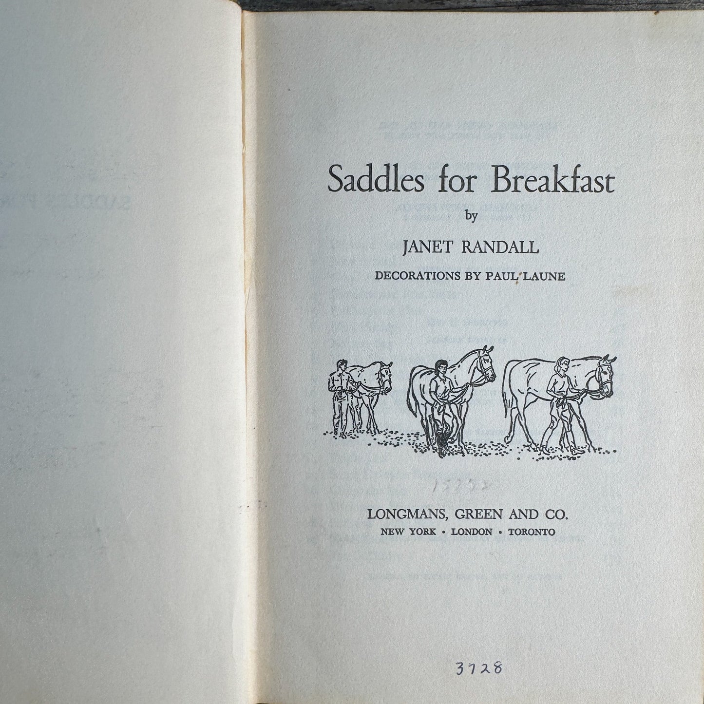 Saddles for Breakfast, Janet Randall, 1961 Horse Story - Pretty Old Books