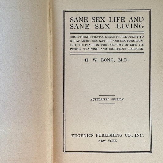 Sane Sex and Sane Sex Living, 1922 Sex Education Book - Pretty Old Books