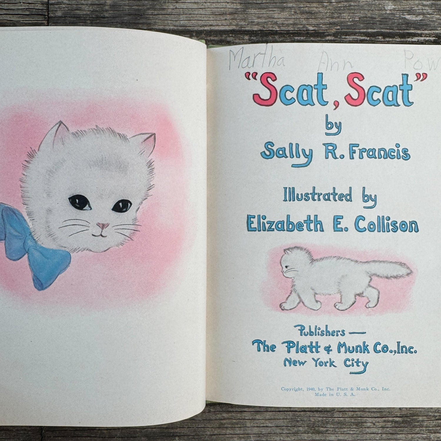"Scat, Scat," Sally R. Francis, 1940 - Pretty Old Books