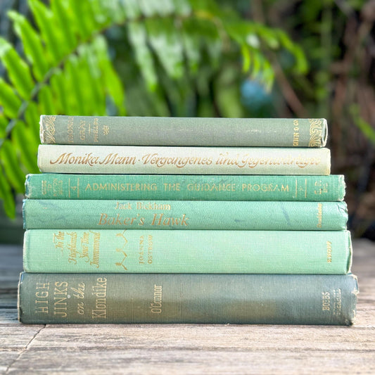Sea Green, Mint, and Moss Feminine Book Collection - Pretty Old Books