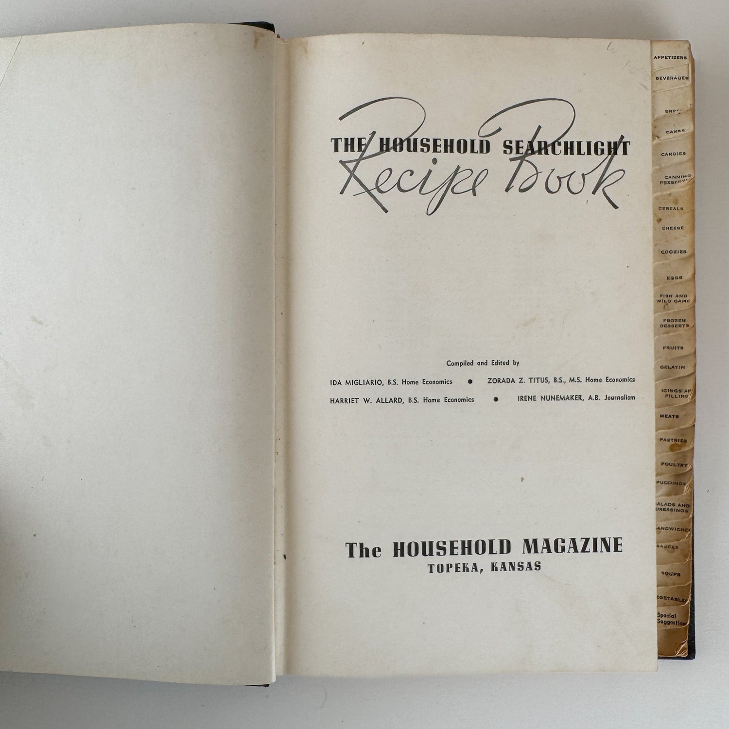 Searchlight Recipe Book, 1947, Household Magazine Tabbed Hardcover - Pretty Old Books