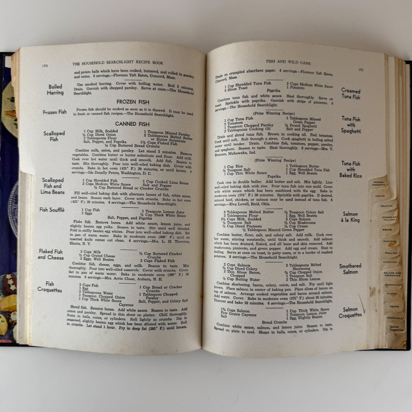 Searchlight Recipe Book, 1947, Household Magazine Tabbed Hardcover - Pretty Old Books