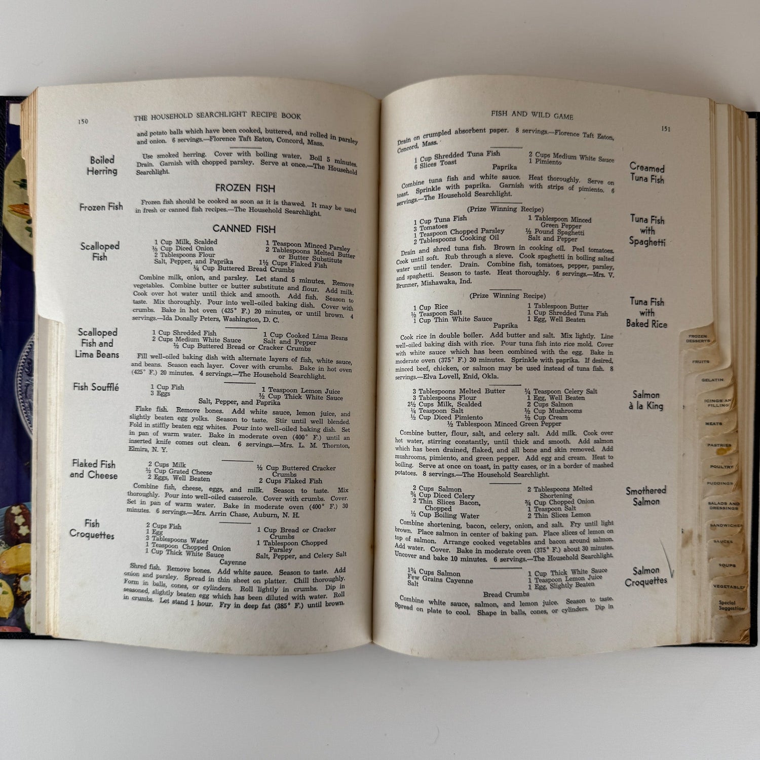 Searchlight Recipe Book, 1947, Household Magazine Tabbed Hardcover - Pretty Old Books