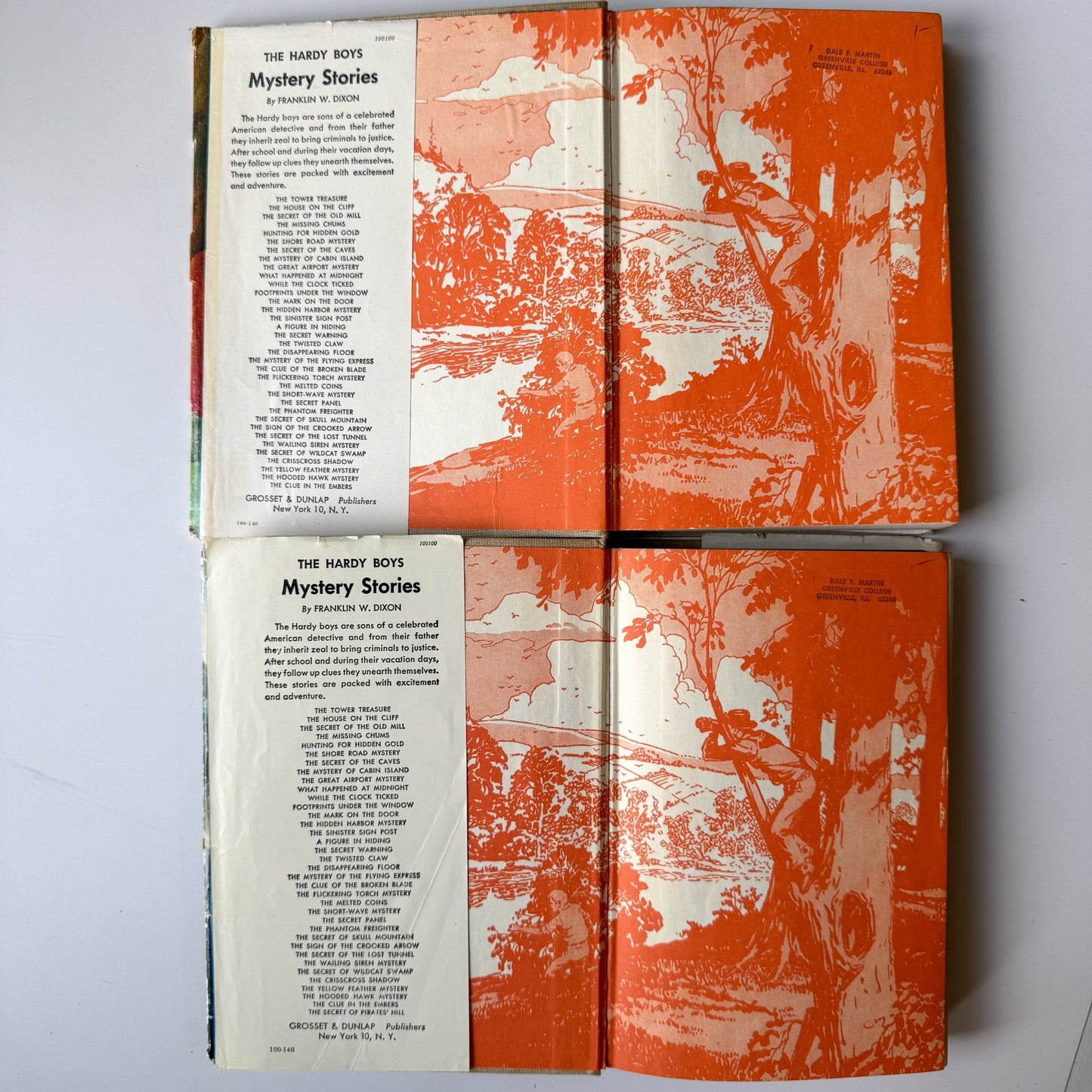 Set of 2 Hardy Boys Books, 1927, Tower Treasure and House on the Cliff, Dust Jackets - Pretty Old Books