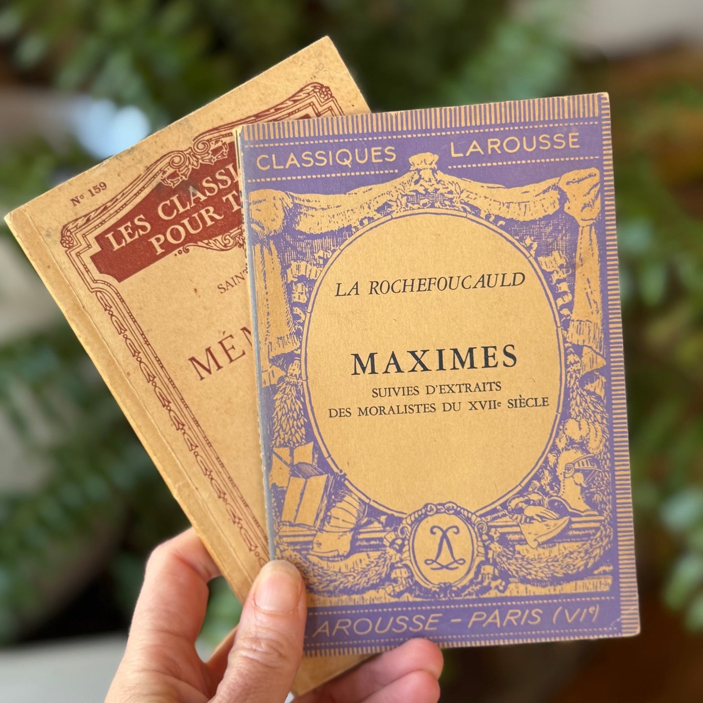 Set of 2 Vintage French Classic Softcovers, La Rochefoucauld and Saint Simon Memoires I - Pretty Old Books