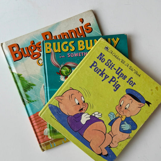 Set of 3 Bugs Bunny Books, Whitman and Golden Book Bundle - Pretty Old Books