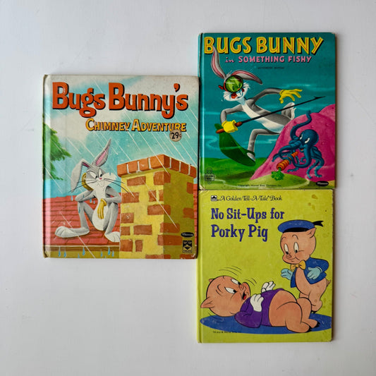 Set of 3 Bugs Bunny Books, Whitman and Golden Book Bundle - Pretty Old Books