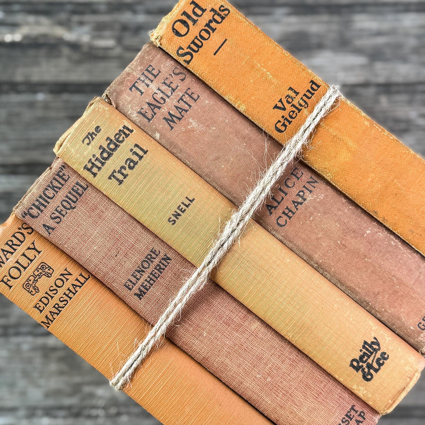 Set of 5 Antique Novels in Orange & Copper, Early 1900s Fiction - Pretty Old Books
