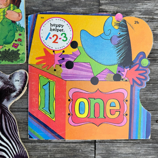 Set of 5 Golden Shape Books: Tigger, Three Pigs, Mother Goose, Zoo Book, 1-2-3 - Pretty Old Books