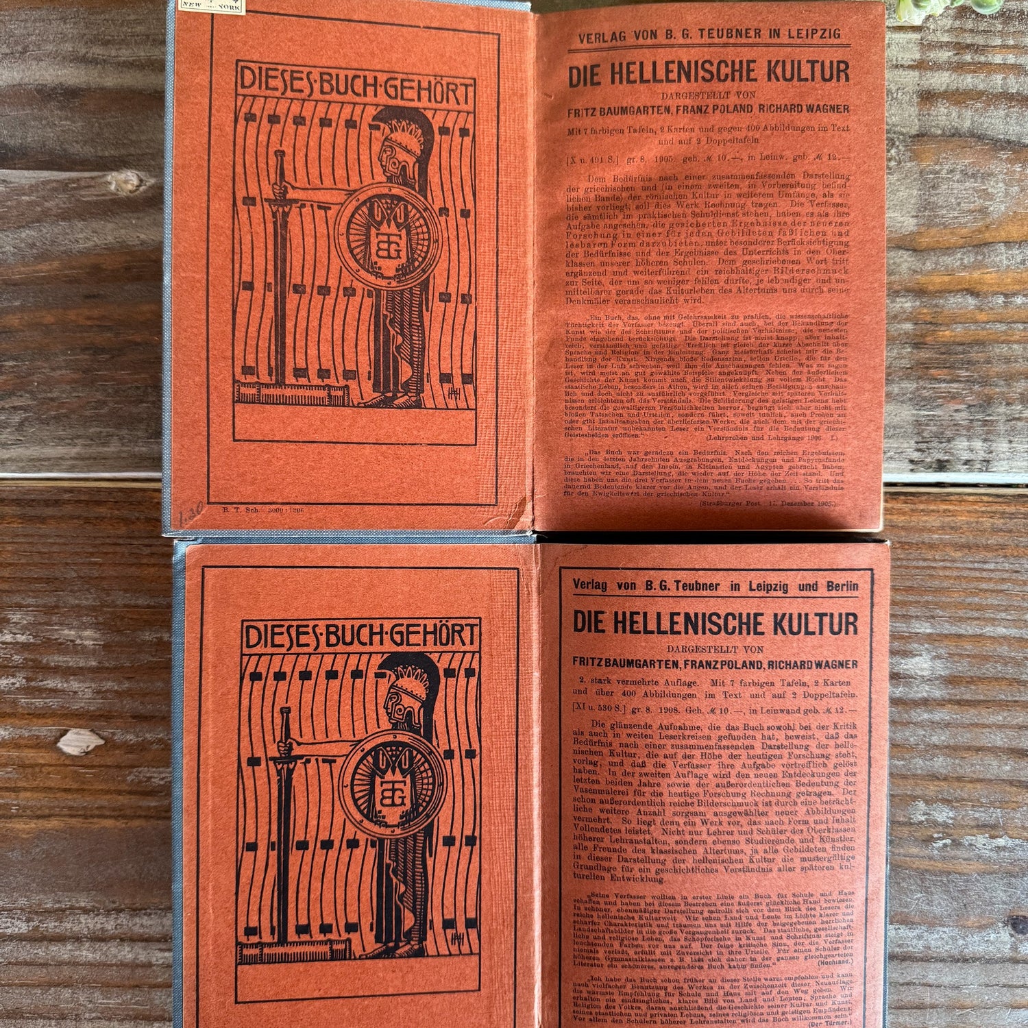 Set of Two Blue Antique Cicero Latin Textbooks - Pretty Old Books