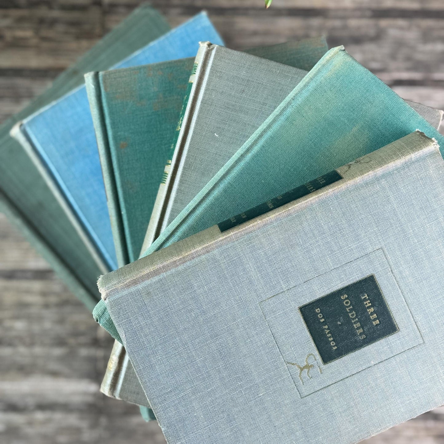 Shabby Faded Green Vintage Book Set - Pretty Old Books