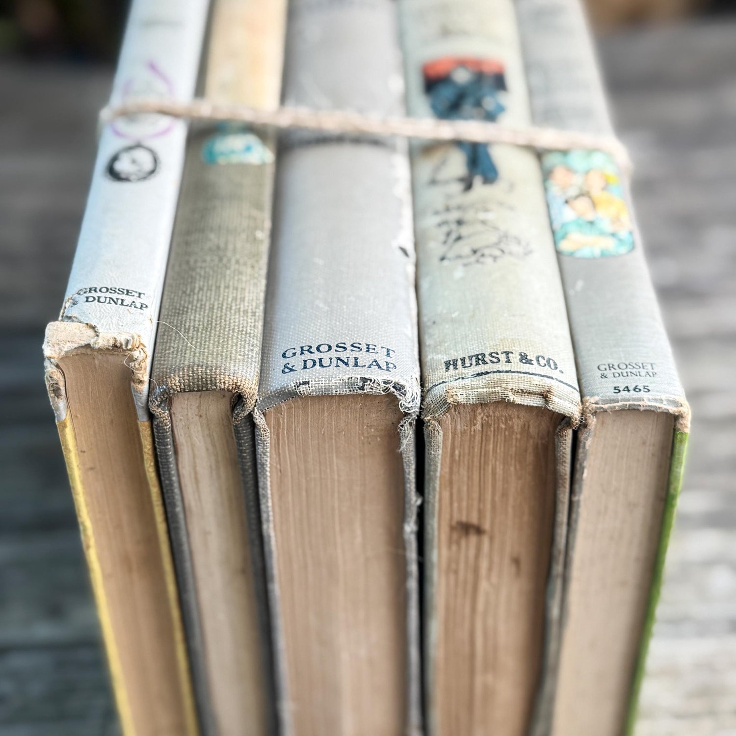 Shabby Gray Vintage Children's Book Bundle for Shelf Styling - Pretty Old Books
