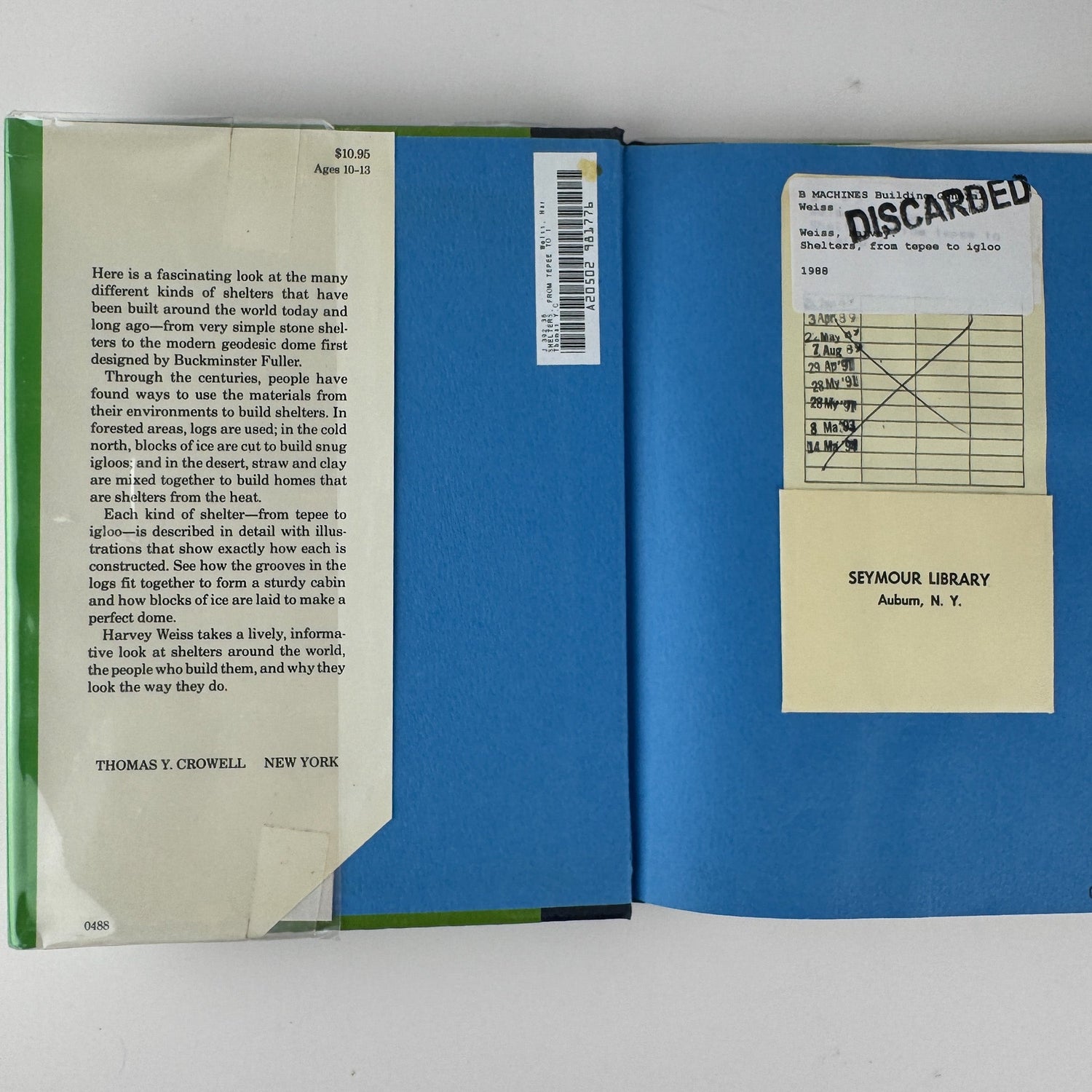 Shelters: From Tepee to Igloo, Harvey Weiss, 1988 - Pretty Old Books