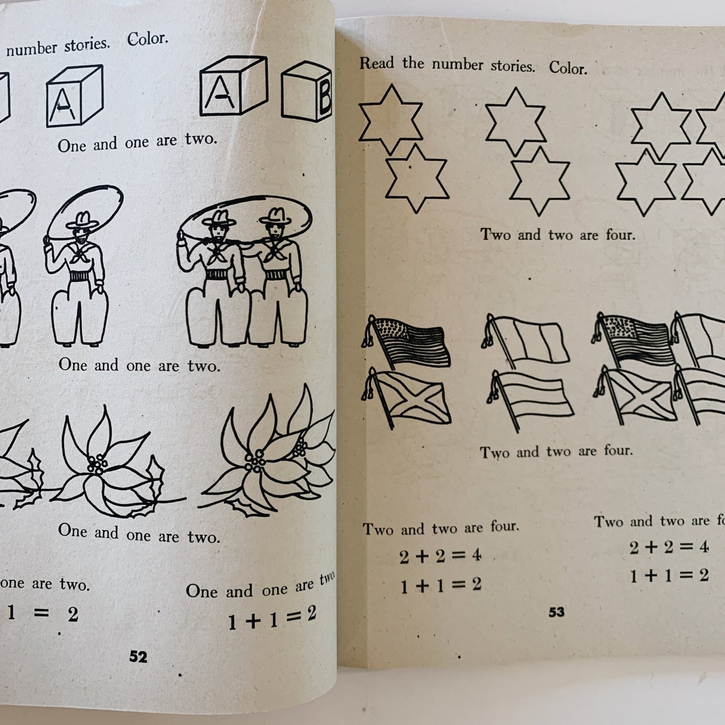 Shining Hours, A First Book of Numbers, 1942 Softcover School Book - Pretty Old Books
