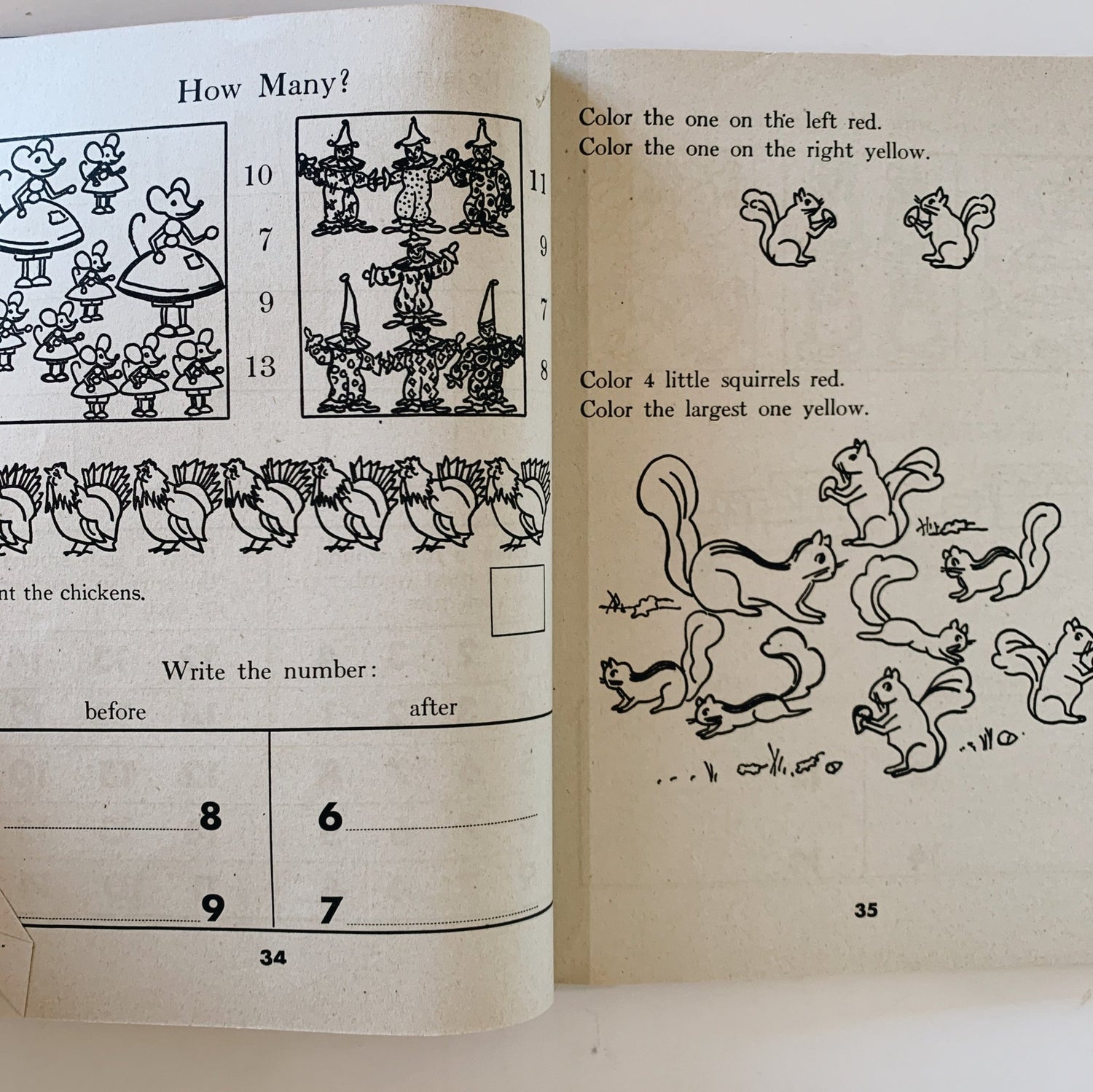 Shining Hours, A First Book of Numbers, 1942 Softcover School Book - Pretty Old Books