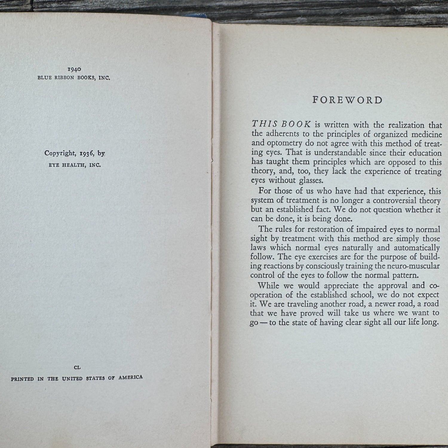 Sight Without Glasses, 1940 Vision Improvement Book - Pretty Old Books