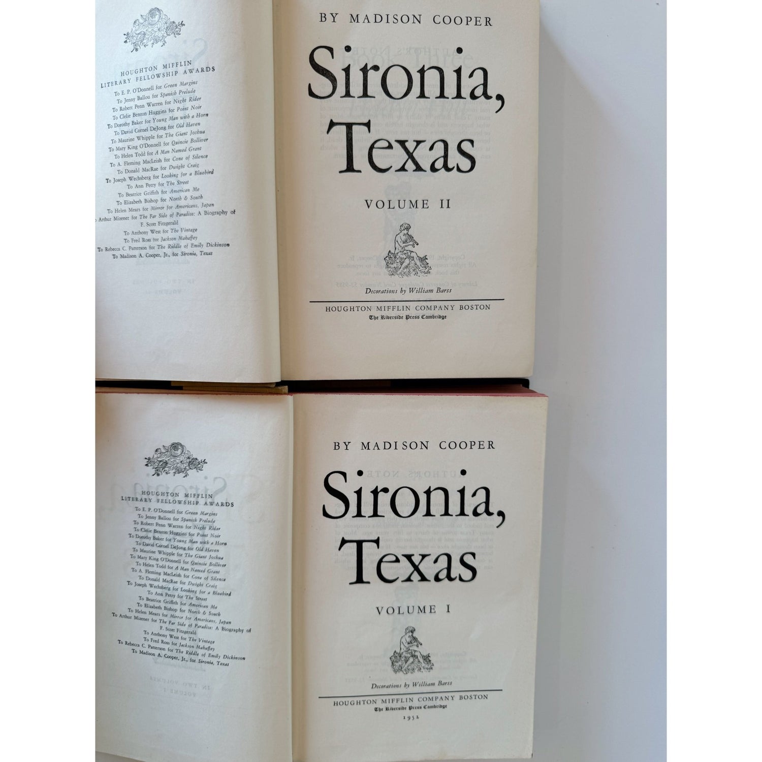 Sironia, Texas, Two - Volume Set, Madison Cooper, 1952 - Pretty Old Books
