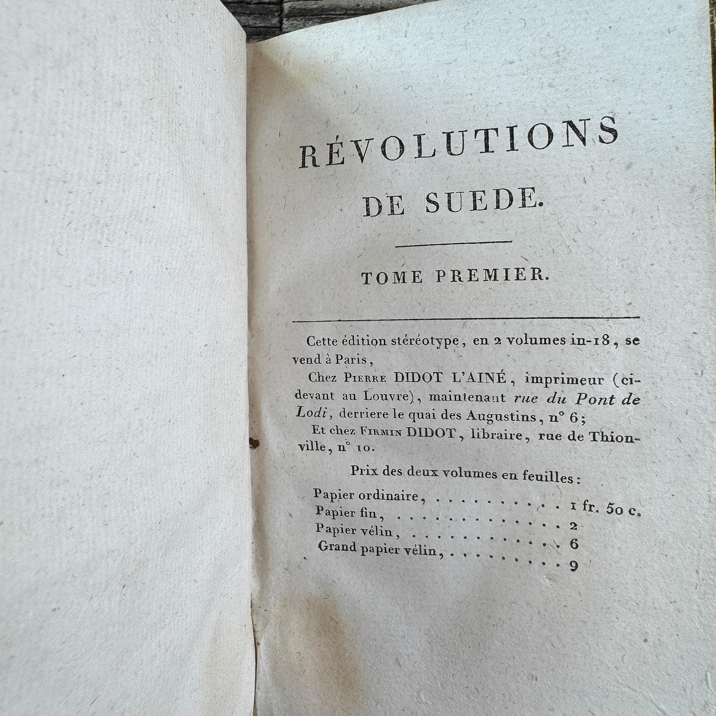 Small Antique French Book Set of Histoire des Révolutions de Suède, 1806, 2 Volumes - Pretty Old Books