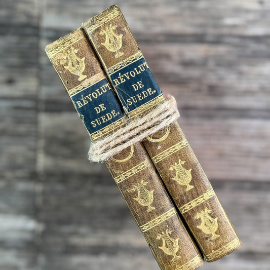 Small Antique French Book Set of Histoire des Révolutions de Suède, 1806, 2 Volumes - Pretty Old Books