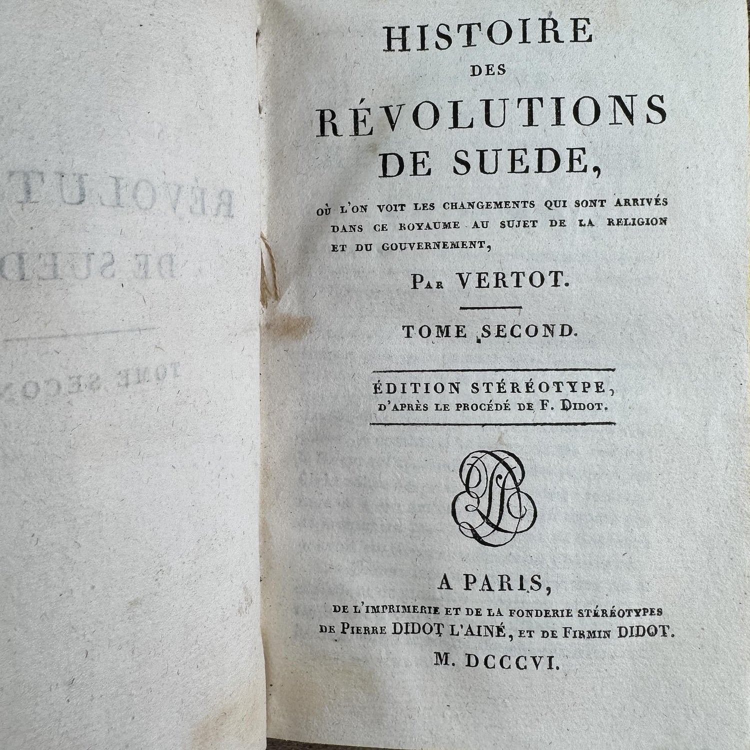 Small Antique French Book Set of Histoire des Révolutions de Suède, 1806, 2 Volumes - Pretty Old Books