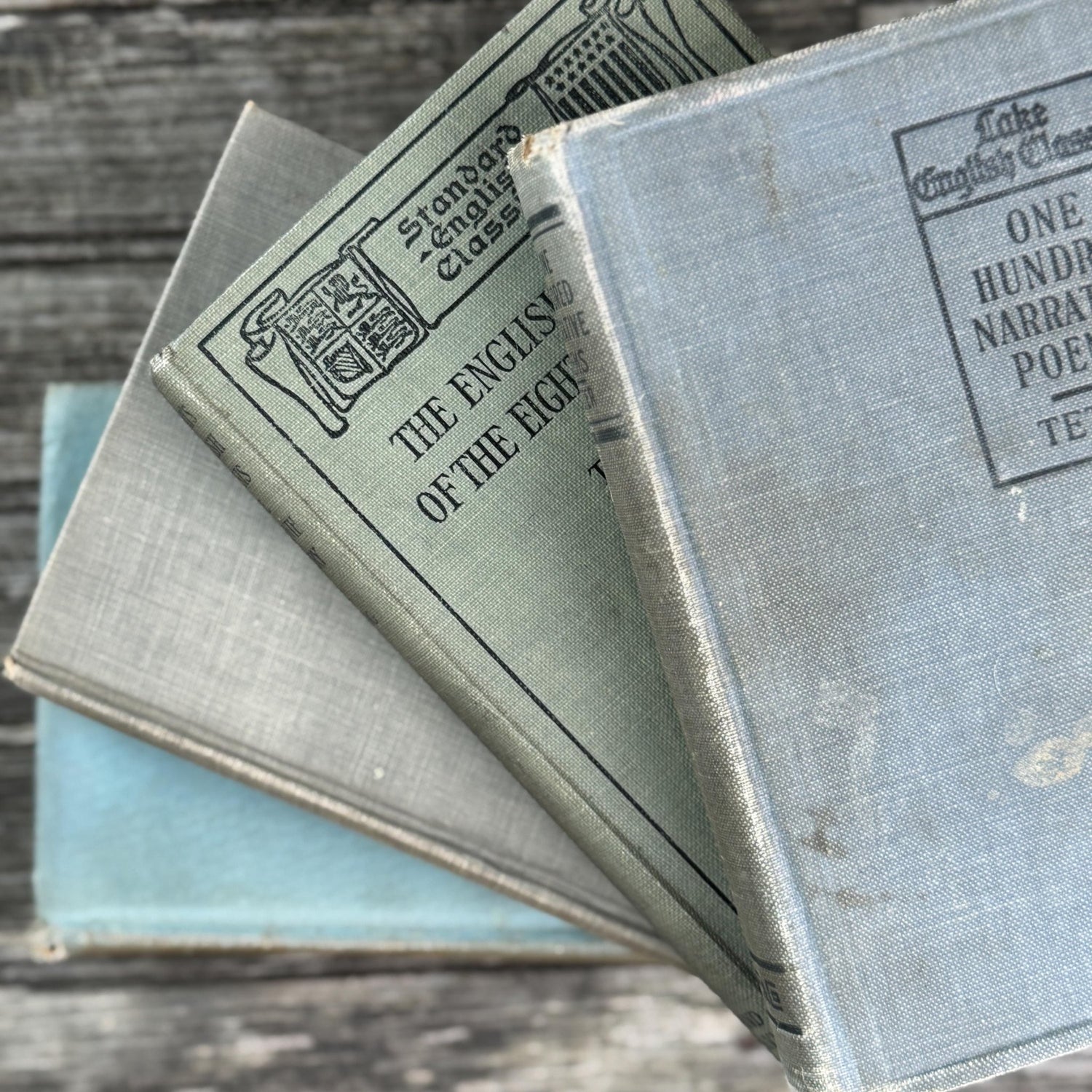 Small Antique Green Book Bundle of Classic Literature - Pretty Old Books