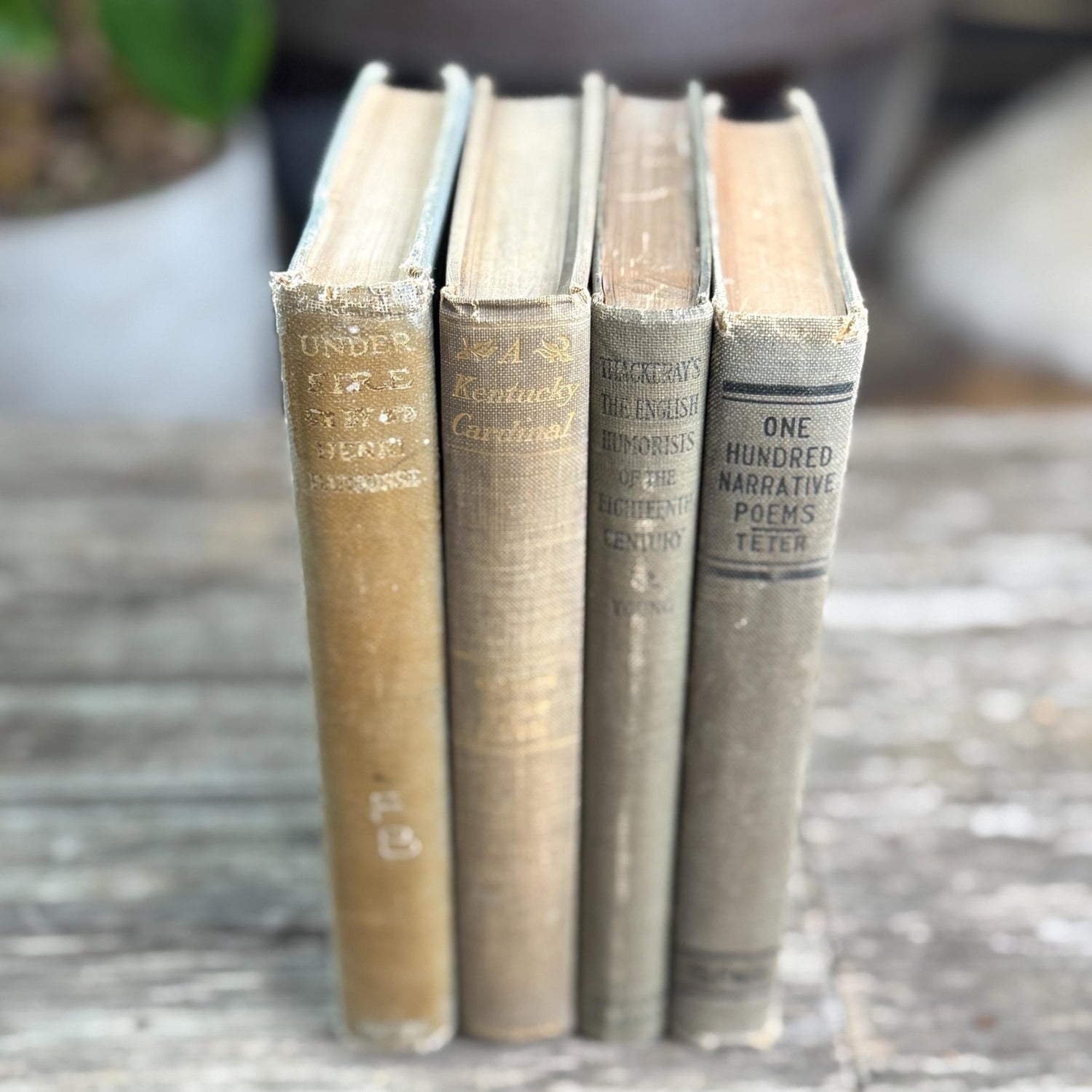 Small Antique Green Book Bundle of Classic Literature - Pretty Old Books