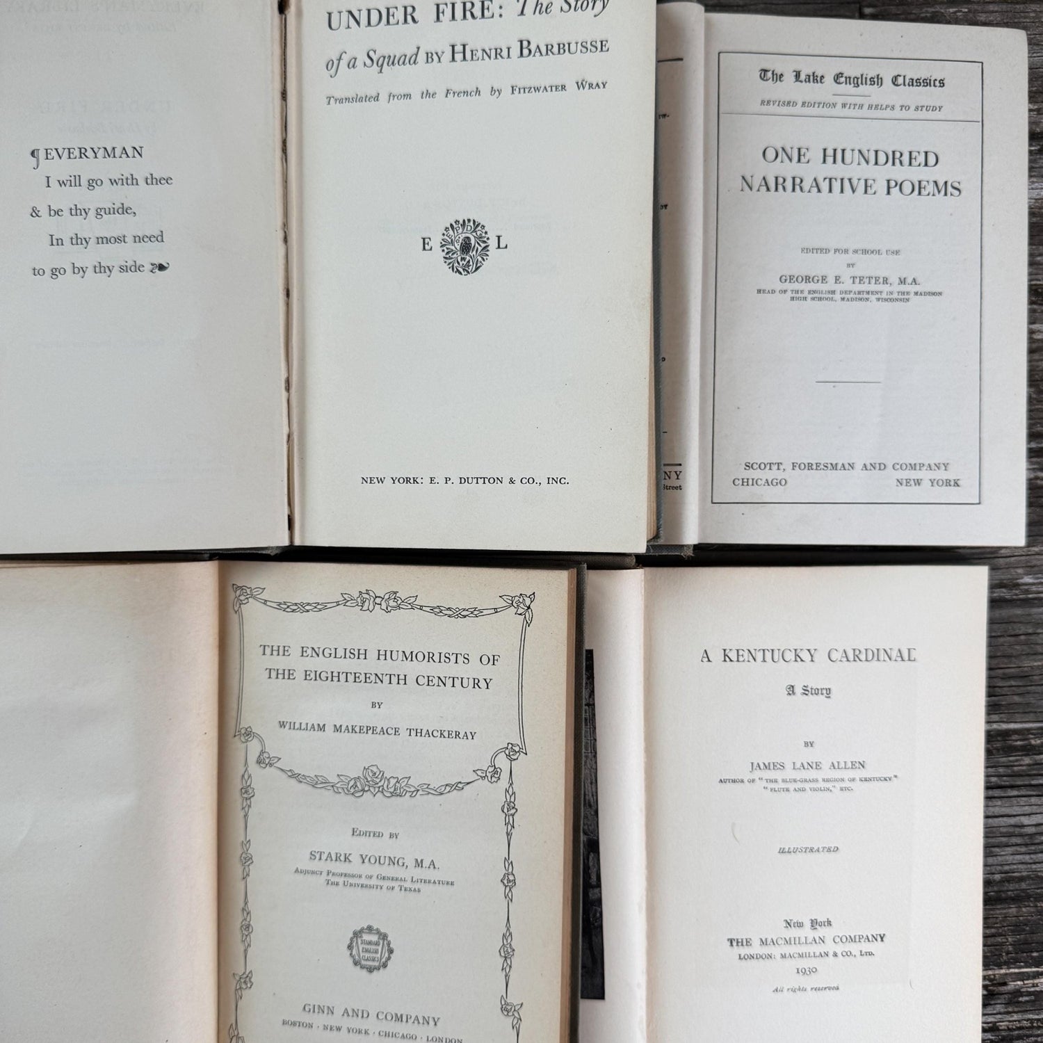 Small Antique Green Book Bundle of Classic Literature - Pretty Old Books