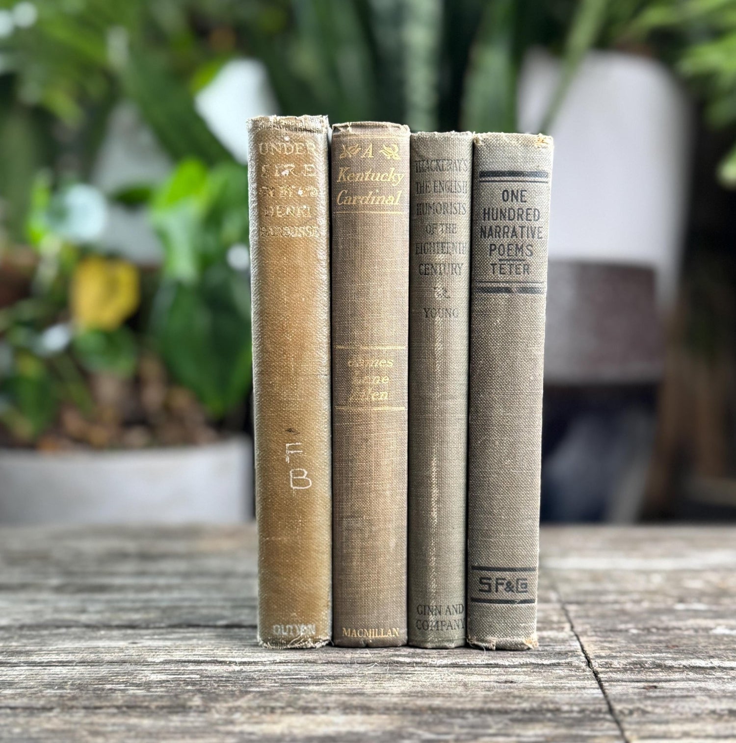 Small Antique Green Book Bundle of Classic Literature - Pretty Old Books