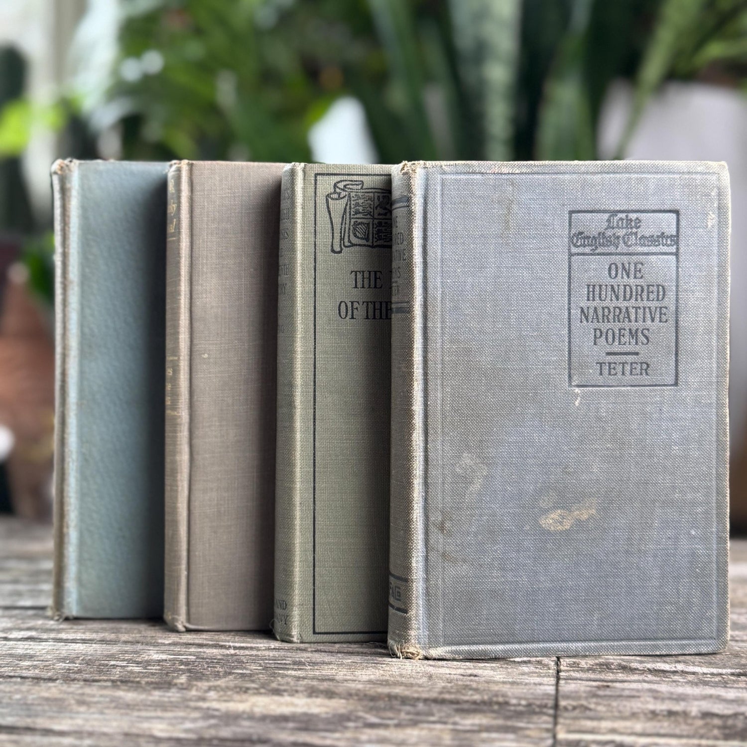 Small Antique Green Book Bundle of Classic Literature - Pretty Old Books